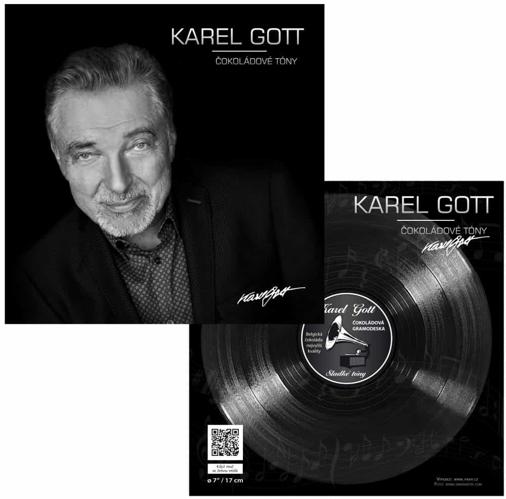 Fikar Čokoládová gramofónová platňa 80g - Karel Gott, portrét (čierna)