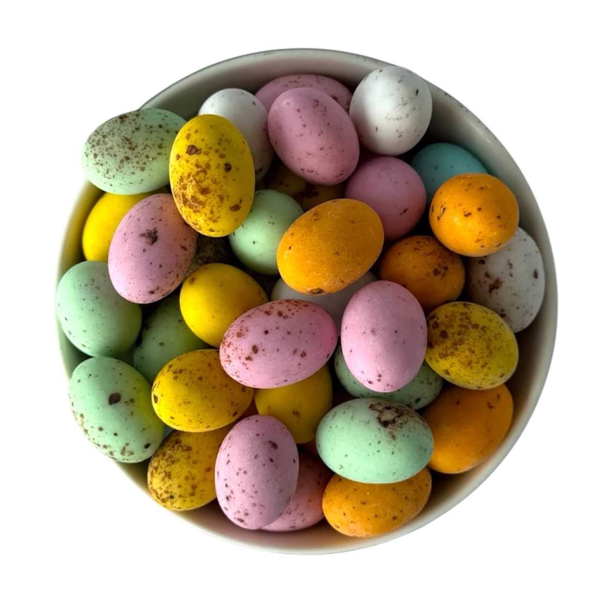 Farebné kropenaté vajíčka plnené lieskovoorieškovým krémom