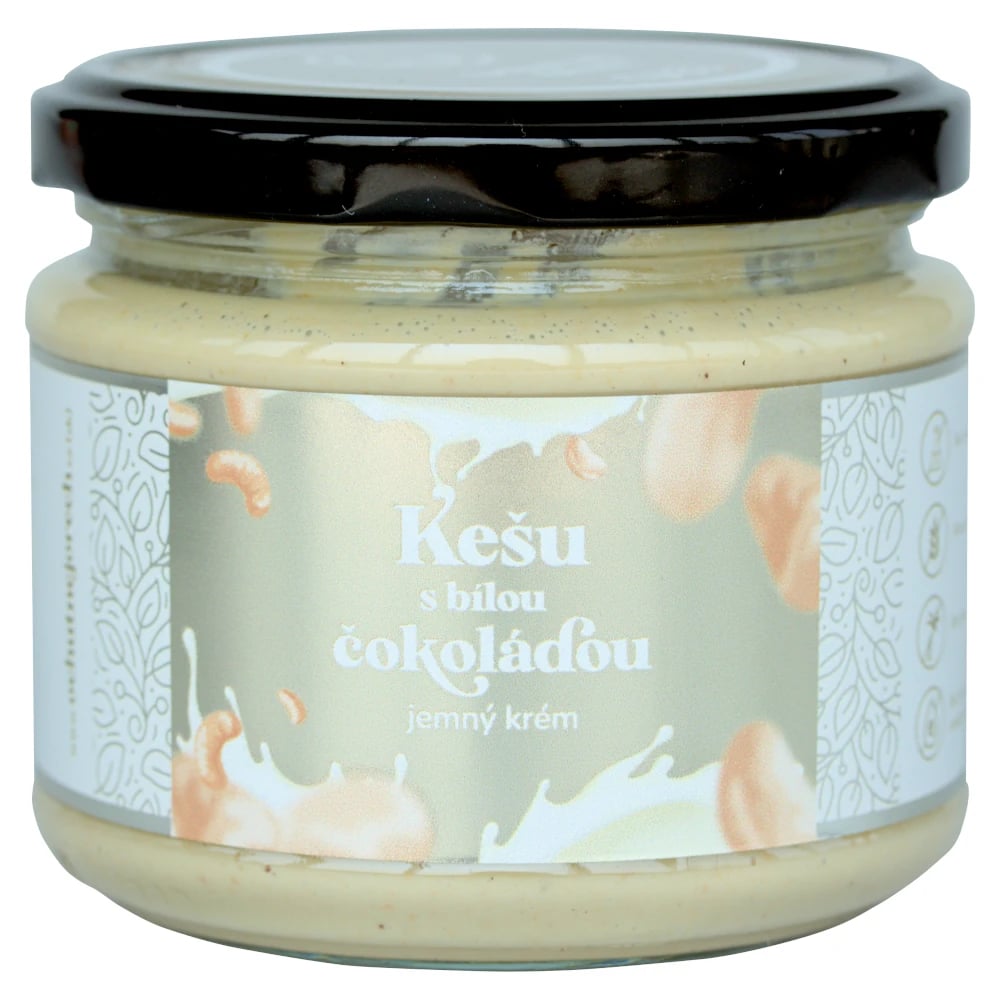 Jemný krém kešu s bielou čokoládou