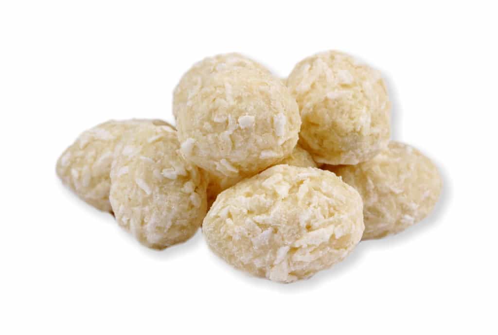 Mandle v bielej čokoláde s kokosom