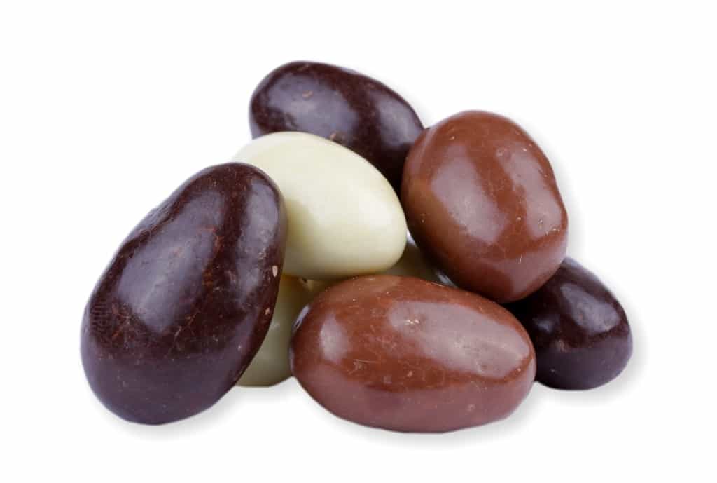 Mandle MIX poliev (horká, mliečna, biela čoko) PŘELOŽENO