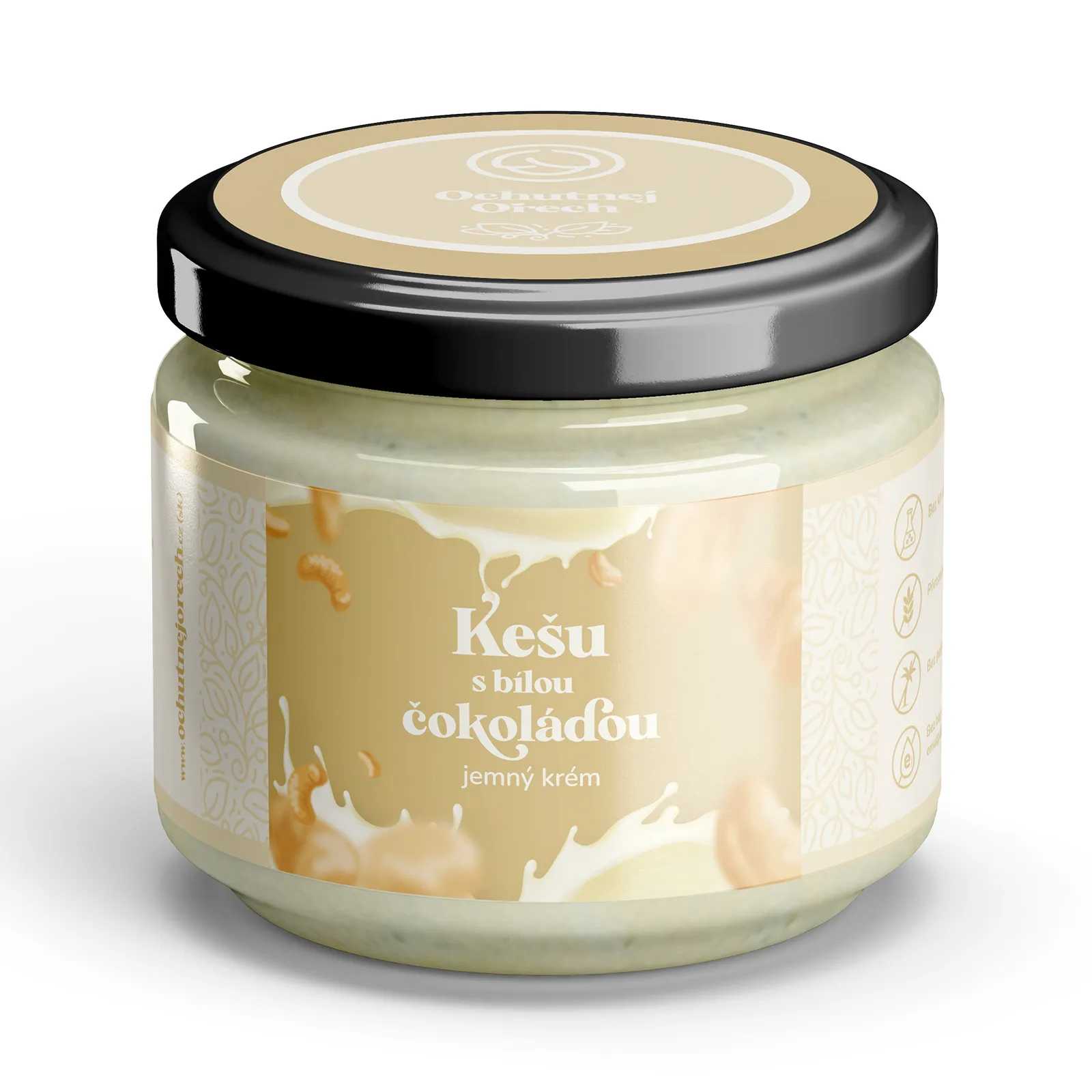 Jemný orechový krém kešu s bielou čokoládou