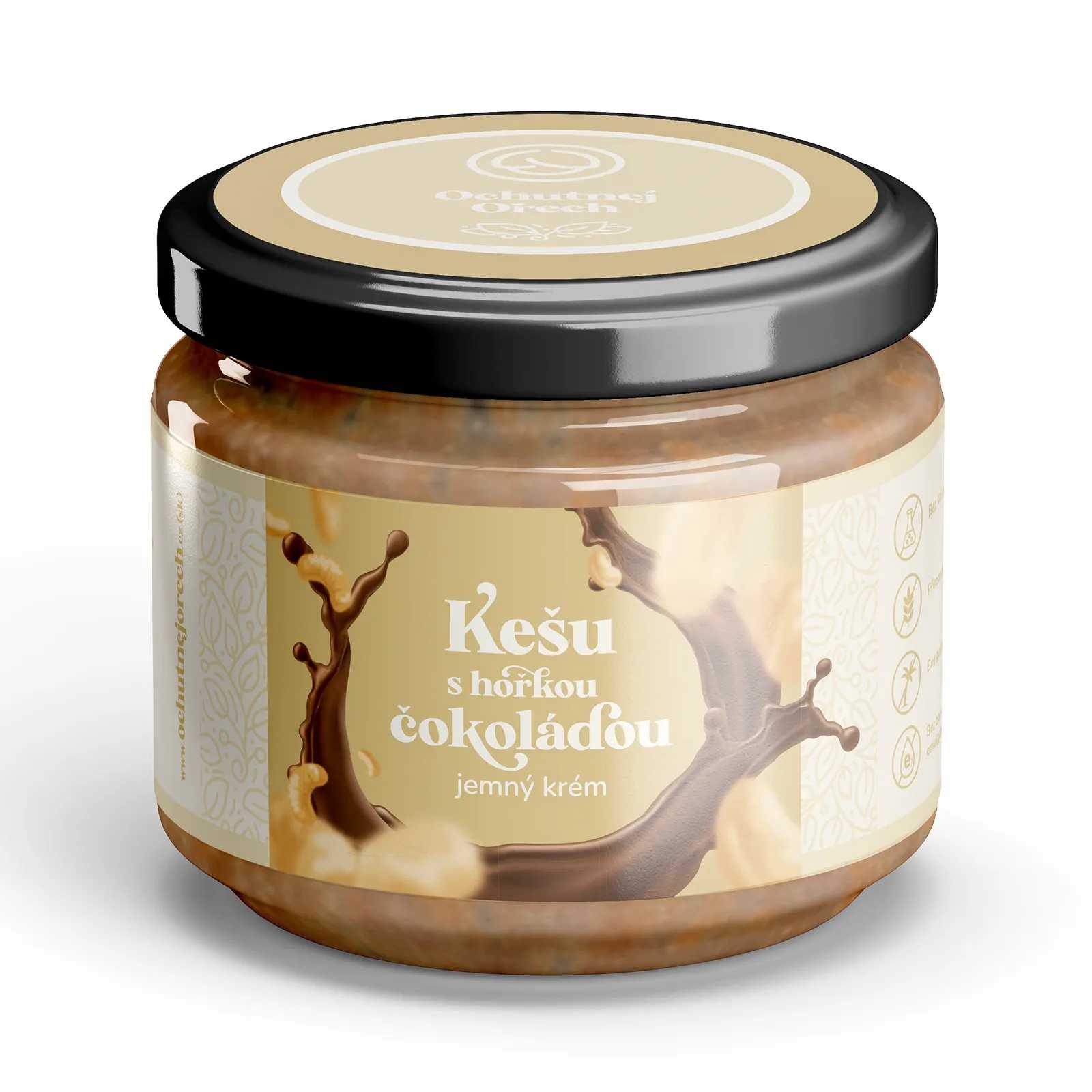 Jemný orechový krém kešu s horkou čokoládou