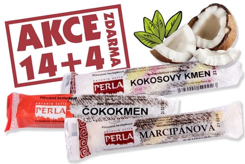 E-shop Antonín Zetík PERLA Akčné balenie tyčiniek Kokosový kmen, Marcipán a Čokokmen bez cukru 14 + 4 zdarma